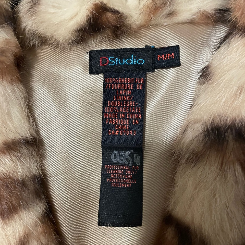 DStudio Real Rabbit Fur Cropped Coat in Cheetah Print SIZE M - Picture 4 of 4